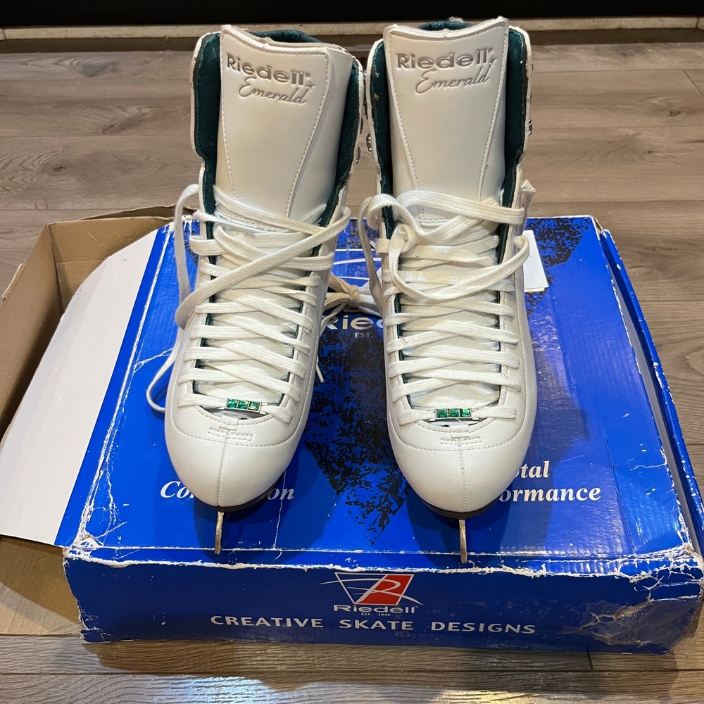 Riedell Emerald Ice Skates Women White 119 Recreational Luna Blade‎ Jewel Charm